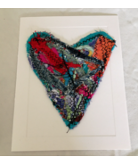 Handcrafted one of a kind upcycled fabric hearts blank card set with env... - €17,00 EUR