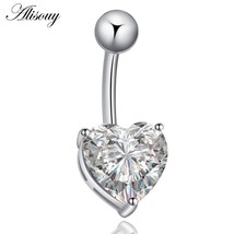 Alisouy 1pc Love Heart CZ Crystal Sexy Navel Belly Button Rings Silver Plated St - £8.76 GBP