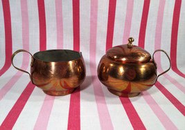 Charming Vintage 3pc Copper and Brass Cream &amp; Sugar Set • Made in Italy - £15.63 GBP