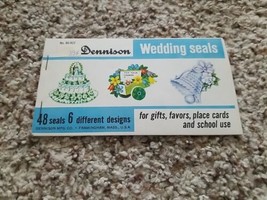 Vintage wedding seals booklet, 48 seals by Dennison, 6 designs bride cak... - $7.43