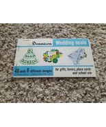 Vintage wedding seals booklet, 48 seals by Dennison, 6 designs bride cak... - €6,31 EUR