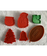 6 Vintage Hallmark Cookie Cutters Plastic Football Dove Bell Snowman Tre... - £14.66 GBP