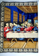 Large 6&#39;x4&#39; Vintage Velvet Tapestry Last Supper Jesus Wall Hanging Italy R.T. Co - £44.79 GBP