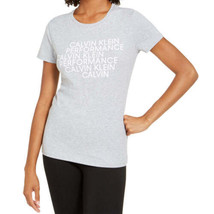 Calvin Klein Womens Performance Graphic Print T-Shirt Size Medium Color Grey - £37.94 GBP