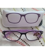 Ultra-Thin Lenses ~ Black &amp; Purple ~ +3.00 Plastic Reading Glasses w/Cas... - £17.72 GBP