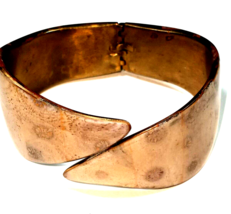 Vintage Gold Color &amp; Enamel Hinged Cuff Bracelet - $17.99