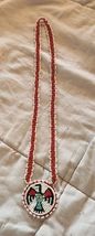 VTG Native American Seed Style Thunderbird Bead Medallion Necklace 14 Inch - $19.99