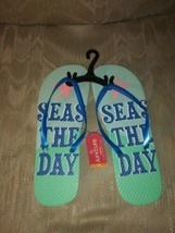 Juncture Womens Flip Flops Sandals L 9/10 NWT Seas The Day Blue Starfish - £8.56 GBP