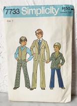 Simplicity Vintage 1970s Boys Jacket Vest Pants Sewing Pattern 7733 Size 7 Uncut - £9.07 GBP