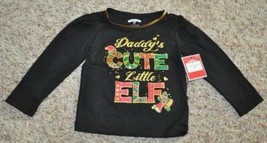 Girls Shirt &amp; Leggings Christmas 2 Pc Daddy&#39;s Cute Little Elf Healthtex- Sz 4T - £13.29 GBP