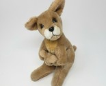 11&quot; VINTAGE ANIMAL FAIR BROWN / TAN KANGAROO MOM &amp; BABY STUFFED ANIMAL P... - $46.55