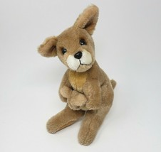 11&quot; VINTAGE ANIMAL FAIR BROWN / TAN KANGAROO MOM &amp; BABY STUFFED ANIMAL P... - $46.55