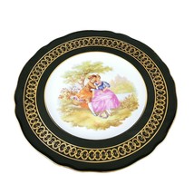 Decorative Plate JWK Bavaria Germany Courting Couple Gold Trim Vintage  ... - £31.64 GBP