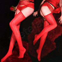 Women Lace Suspender Oil Shiny Glossy Garter Belt Pantyhose Thigh High Stockings - £8.64 GBP