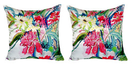 Pair of Betsy Drake Multi Florals No Cord Pillows 18 Inch X 18 Inch - £63.30 GBP