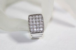 Solid 14K White Gold 2.00ct t/w Diamond Square Signet Ring Men&#39;s Size 10 - £2,032.00 GBP