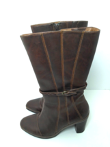 Clarks Artisan Womens Brown Leather Mid Calf Zipper Heel Casual Dress Boots 5M - £26.89 GBP