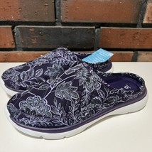 Vera Bradley Cloud Mules Shoes Purple Floral Slip on Quilted Womens Size 7 - £15.30 GBP