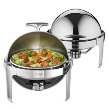 VEVOR Roll Top Chafing Dish Buffet Set, 6 Qt 2 Pack, Stainless Steel Chafer with - $220.99