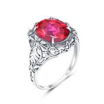 Silver Rings For Women Genuine 925 Sterling Silver Ruby Ring Wedding Exquisite O - £42.65 GBP