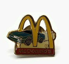 Vintage McDonald&#39;s Arches With Blue Sports Car Enamel Pin - £21.30 GBP