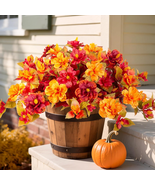Fake Fall Flowers Artificial for Outdoors Decoration 2PCS Faux Orange Fl... - $412.02 MXN