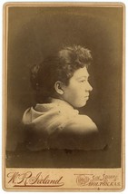 Circa 1890&#39;S Cabinet Card Interesting Profile Young Woman Wr Ireland Holton Ks - £8.13 GBP