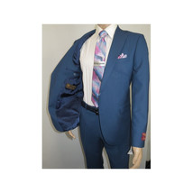 Men Suit BERLUSCONI Turkey 100% Soft Italian Wool Super 180's 2pc #Ber31 Blue image 12
