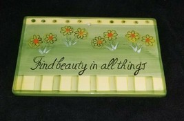Green Ceramic Tile Inspirational Quote &quot;Find Beauty In All Things&quot; With Flowers - £11.94 GBP