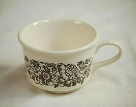 Coffee Mug Tea Cup Thick Brown Floral Band Restaurant Ware USA - $12.86