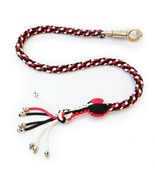 550 Paracord Motorcycle Whip Get Back whip 1&quot; Ball &amp; Skulls 36&quot; Red Whit... - $29.99