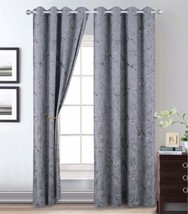 Bella Marble Gray Color Blackout Decorative Windows Curtains 2 Pcs - £39.68 GBP