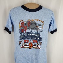 Vintage Mid Continental Railway T-Shirt Small Ringer Tri-Blend Deadstock 80s USA - £31.37 GBP