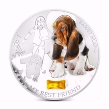 1 Oz Silver Coin 2013 $2 Fiji Dogs &amp; Cats My Best Friend w/ stone - Basset Hound - £74.92 GBP
