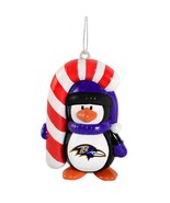 NFL Baltimore Ravens Football Team PENGUIN Candy Cane Christmas Ornament - £14.94 GBP