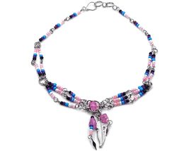 Mia Jewel Shop Native American Inspired Chip Stone Hoop Feather Charm Dangle See - £12.40 GBP