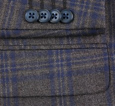 Men&#39;s Soft Wool Sport Coat English Plaid Window Pane 556-9 Brown Blue Re... - £159.28 GBP