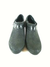 Clarks Artisan Black Leather Zip Buckle Heels Bootie Shoes Women 10 M (SW18)pm1 - £19.24 GBP