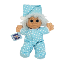 12&quot; Vintage Russ Berrie Troll Kidz Blue Pajamas Stuffed Animal Plush Toy Doll - £29.57 GBP