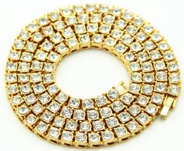 14k Gold Plated Iced CZ 1 Row Tennis Choker Chain Necklace 16&quot; 18&quot; 20&quot; 3... - £7.74 GBP+