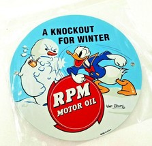 Donald Duck RPM snow Motor Oil 12&quot; Round Metal gas station sign vtg retro style - £54.51 GBP