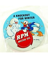 Donald Duck RPM snow Motor Oil 12&quot; Round Metal gas station sign vtg retr... - £55.32 GBP
