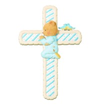 Cherished Teddies Figure Boy Blue Wall Cross Baptism Christening New Baby Gift - £15.94 GBP