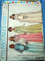 Vintage McCall’s Miss Size 10 Bride &amp; Bridesmaid Dresses #5239 Copyright... - $6.99