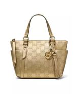 NEW MICHAEL KORS GOLD LEATHER ZIP FRONT HAND BAG  TOTE $328 - £169.90 GBP