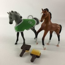 Grand Champions Model Horses 4.5&quot; Pony Lot Hair Brushes Blanket Vintage 90s Toy - £23.31 GBP