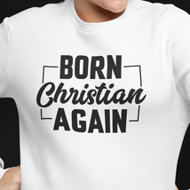Heavy Blend™ Crewneck Sweatshirt &quot;Born Again&quot; black graphic - $28.63+