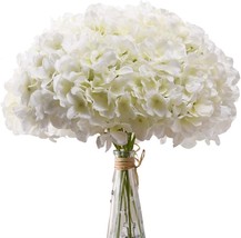 Aviviho White Hydrangea Silk Flowers Heads Pack Of 10 Ivory White Full Hydrangea - £33.62 GBP