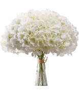 Aviviho White Hydrangea Silk Flowers Heads Pack Of 10 Ivory White Full H... - £35.39 GBP