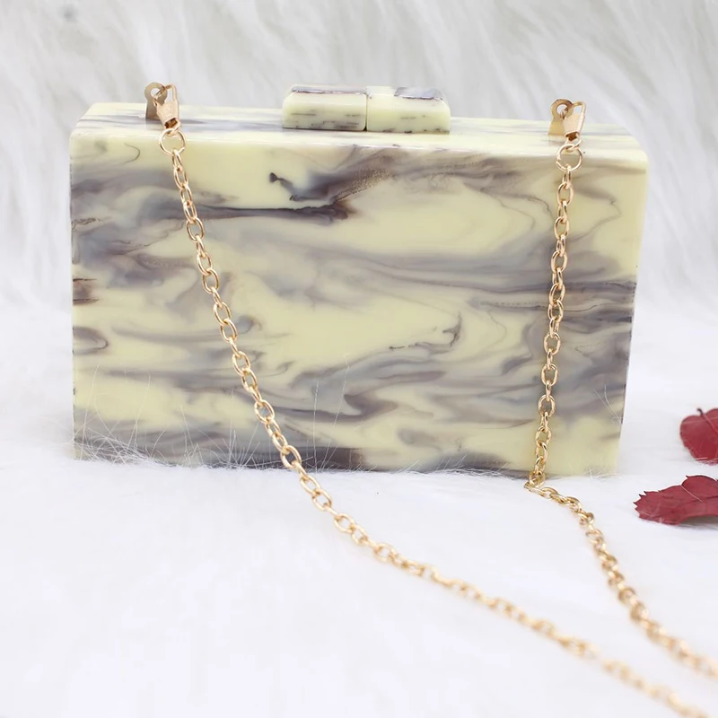 National Style Marbled scape Pattern Women Acrylic Evening Bag Small Square Clut - £96.39 GBP